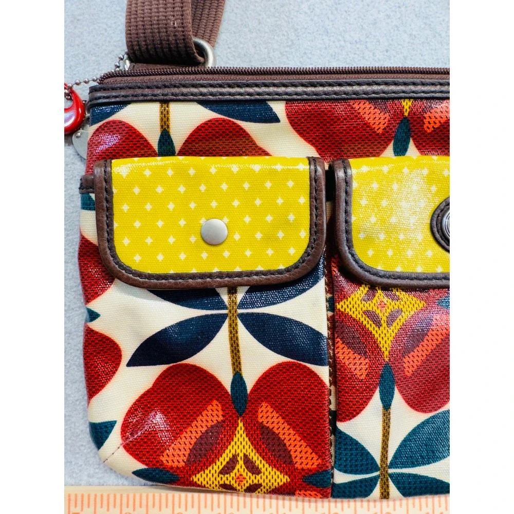 Fossil Key-Per Crossbody Bag Womens‎ Small Multicolor Floral Coated Canvas Charm